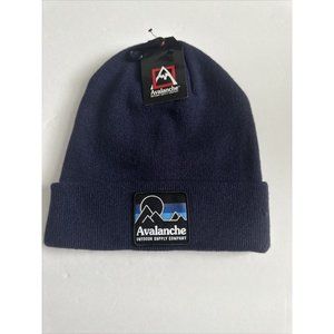 Avalanche Outdoor Supply Company Blue Hat Beanie Navy Logo OSFA